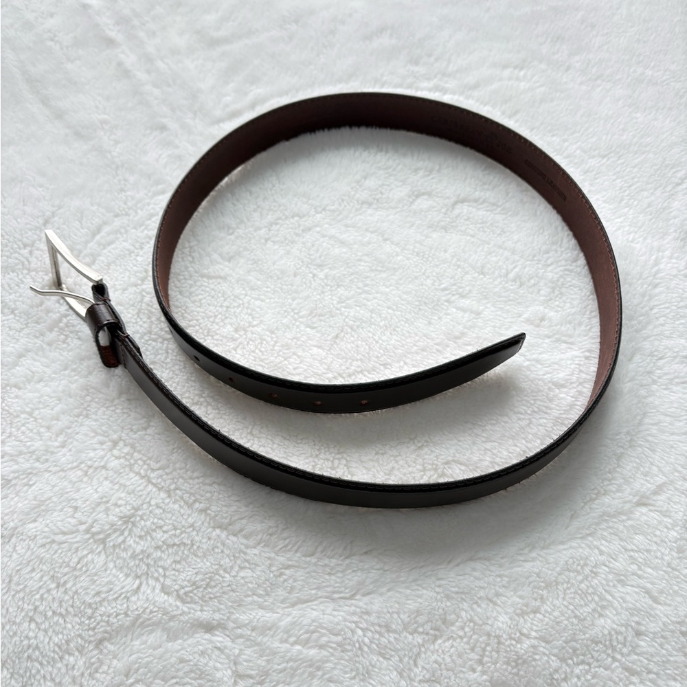 Caribbean Joe Brown Leather Belt with Silver Buckle